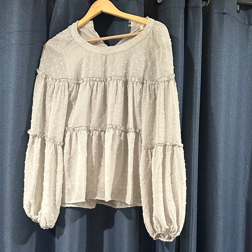 Elegant blue/gray Textured Women's Top